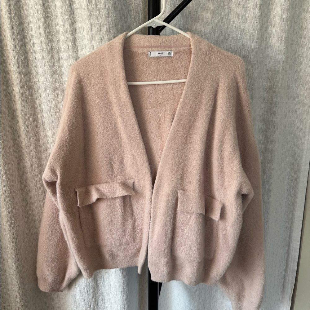 Mango Pink Cardigan Sweater Soft Relaxed Fit